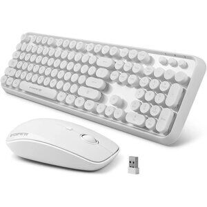 FOPETT Wireless Keyboard and Mouse Combo, 104 Keys Full-Sized 2.4 GHz